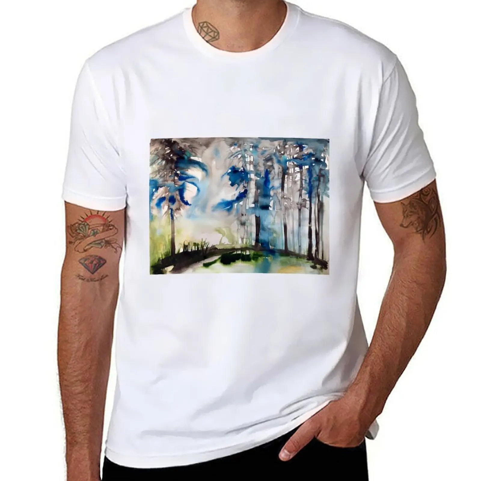

foggy forest T-Shirt man graphic t shirt man t shirt cotton high quality t shirts for man cotton soft T-Shirt