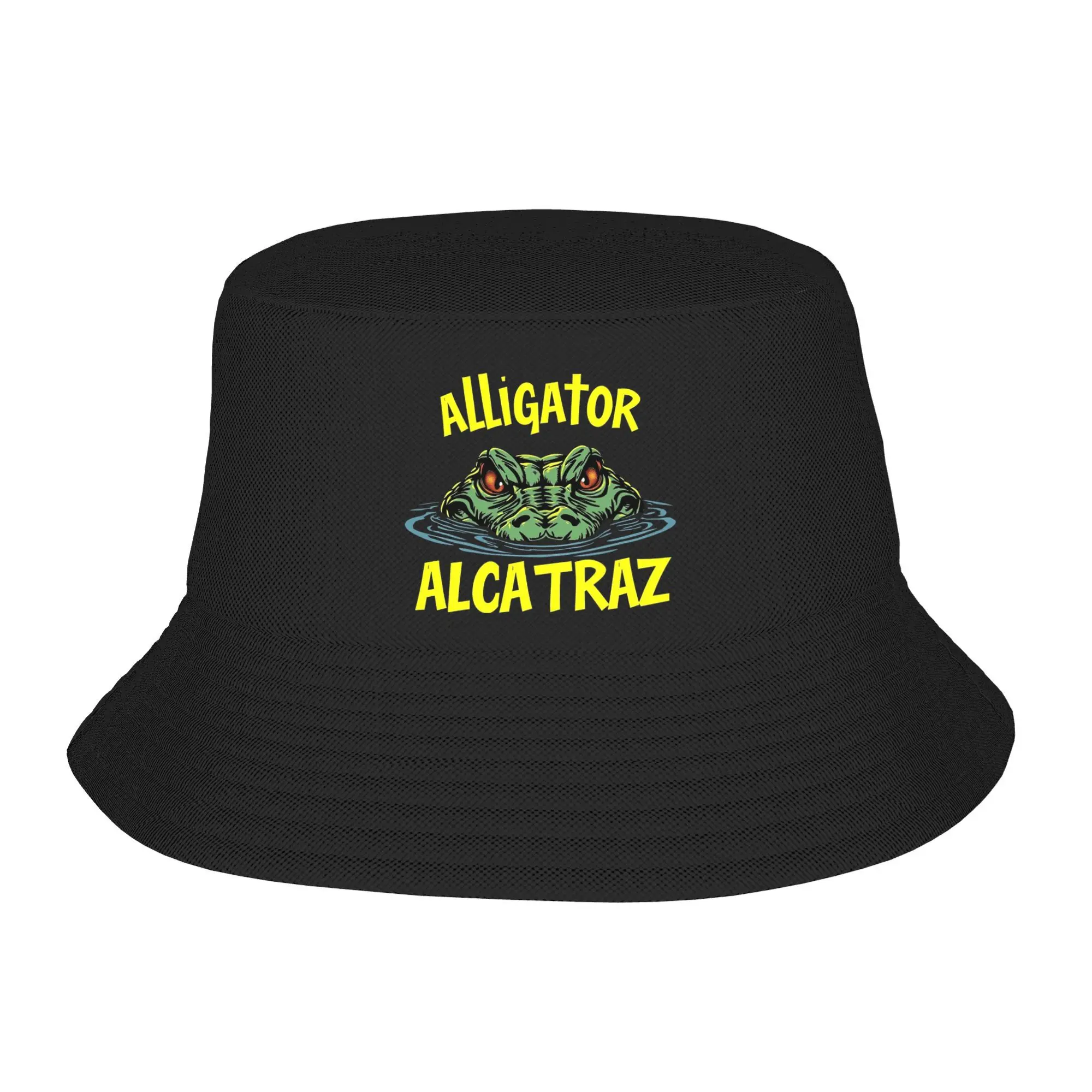 

Alligator Alcatraz Bucket Hat Funny Animal Hawaii Fisherman Caps For Women Travel Hiking Sun Hats Soft Fold Custom DIY Cap