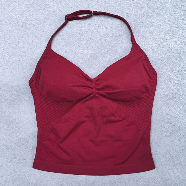 Verstelbare sporttop met bandjes Dames backless gymtop Ingebouwde bh Yogakleding Mouwloze shirts Workout-outfits Tanktop