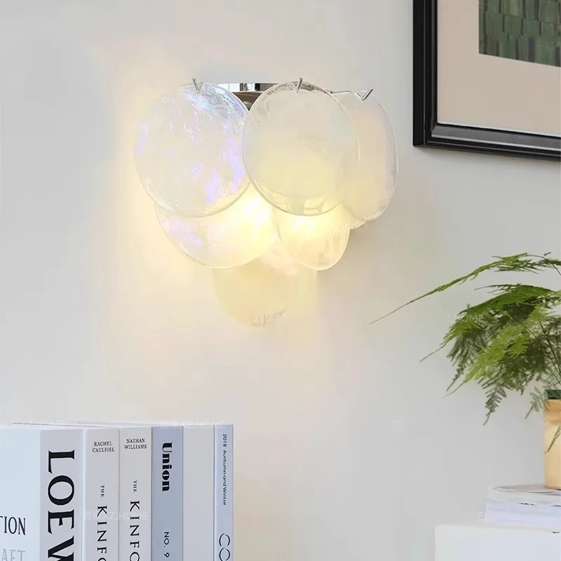 

Glass Wall Lamp Dopamine Colorful Wall Lamp For Villa Living Room Background Corridor Creative LED Aisle Sconce Lamp