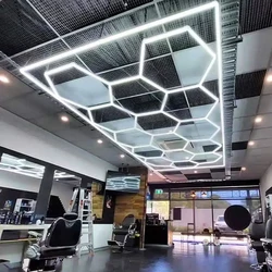 Luz Led de panal para sala de exposición, 220V, luz lineal de empalme LED Hexagonal, hexágono Diy para taller, luz de peluquero