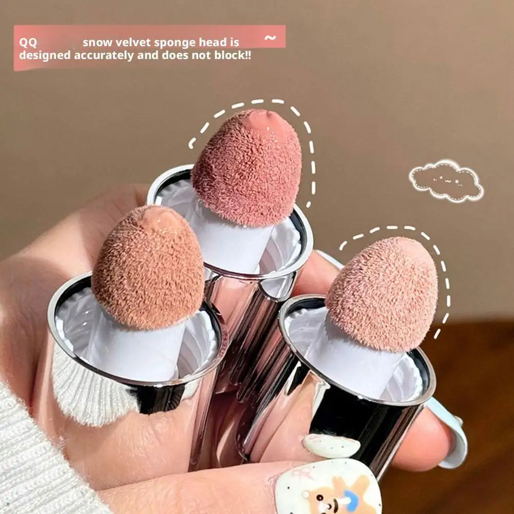 Flüssiges Puder-Rouge, 2-in-1 flüssiges Puder-Rouge, Wangenlippe, natürlich, mit Schwammspitze, geeignet für geringe, matte Farbsättigung, Rouge