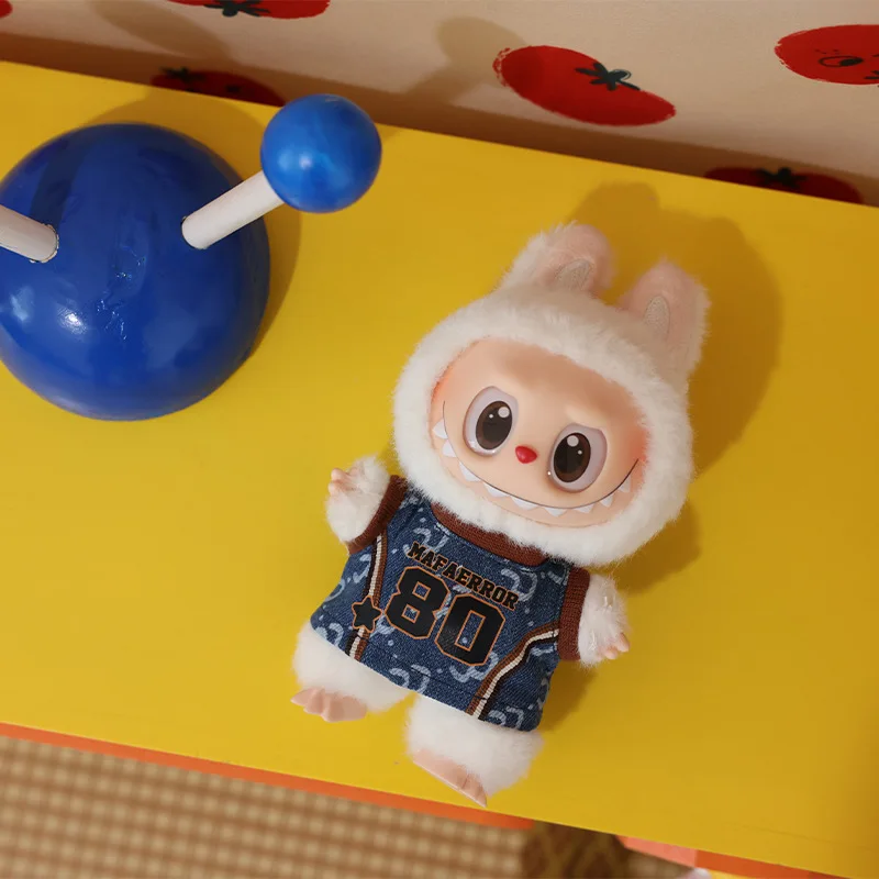 Para labubu pano esportes casaco roupas v1v2v3 17cm boneca uniforme de beisebol roupas pingente de vinil boneca roupas esportivas menino presentes