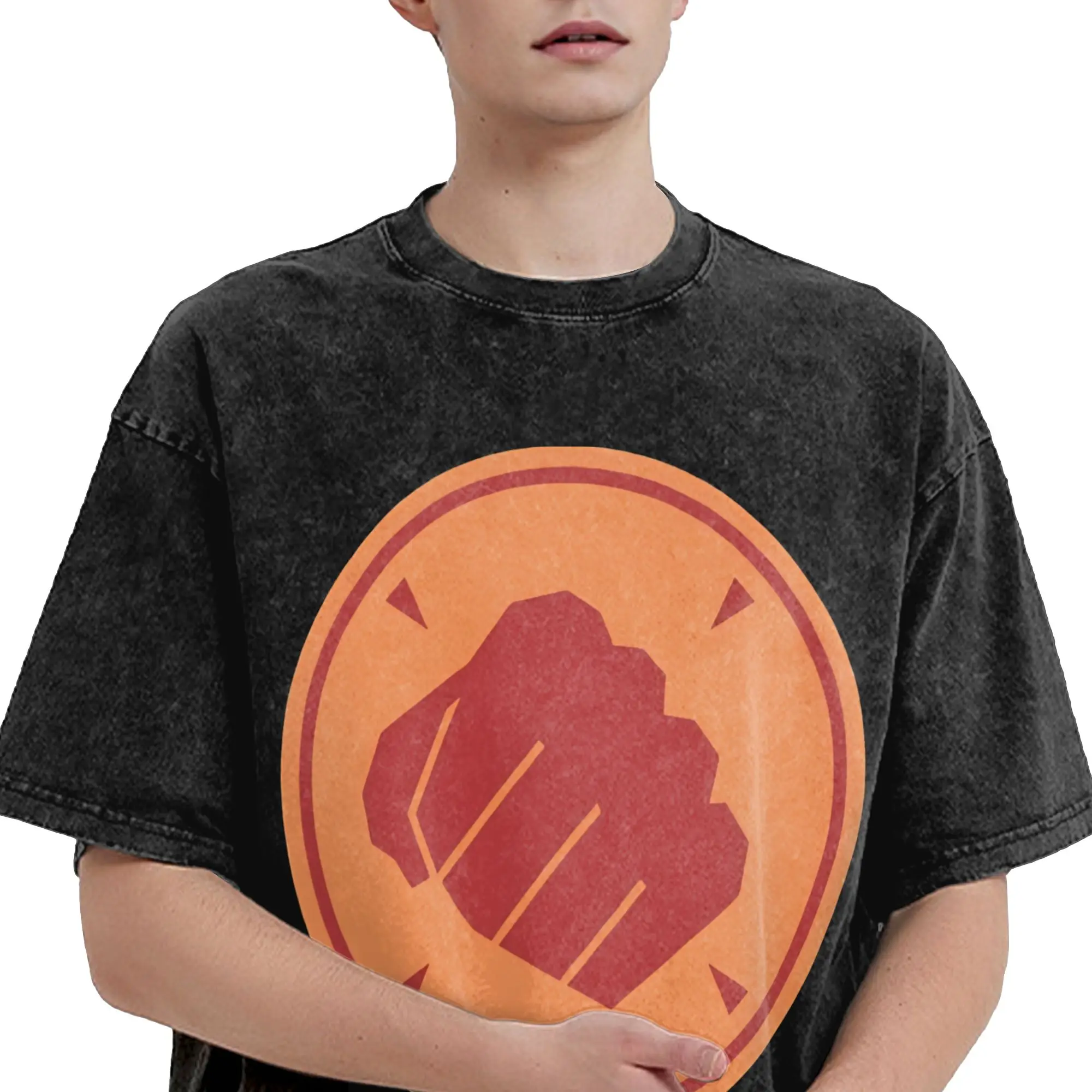 Team Fortress 2 RED Heavy Class Emblem  Washed T Shirts Streetwear Hip Hop Novelty T-Shirt  Tees Tops Men Women Short Sleeve