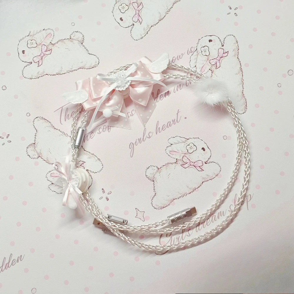 Keyboard Aviation Plug Cable Customized Single Crystal Copper 8k Luminous Data Cable 1.3m Usb Type-c Cute Keyboard Accessories