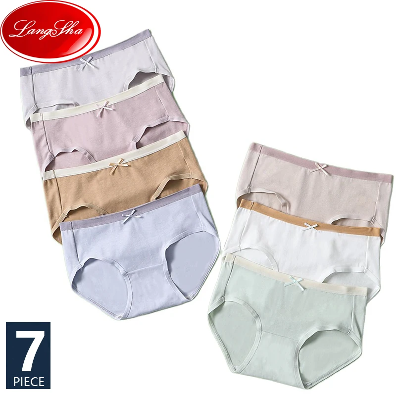 

7Pcs/Set Cotton Panties Women Breathable Underwear Young Girls Briefs Solid Panty Soft Underpants Female Seamless Sexy Lingerie