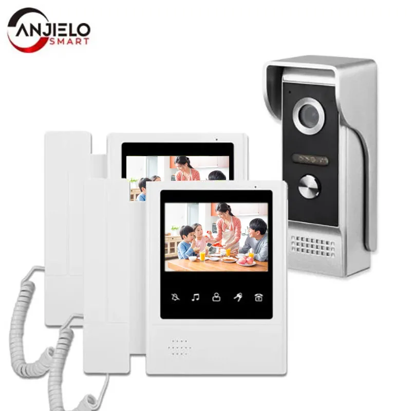 4.3 Inch Doorbell Video Camera Wired 4 wire setup Touch Monitor Intercom Waterproof IR Night 700TVL Vision For Home Surveillance