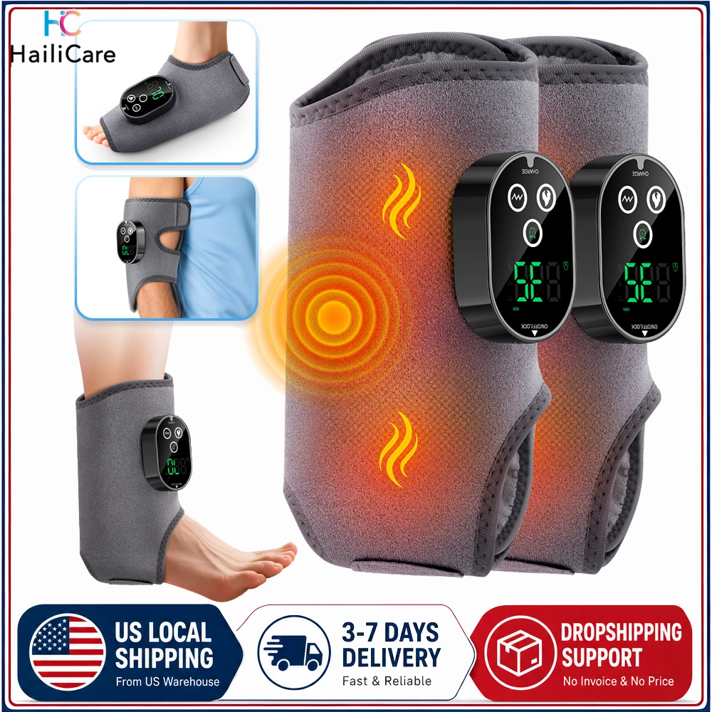 1 Pair Electric Heating Ankle Guard 6 Levels Hot Compress 3 Speeds Vibration Foot And Ankle Massager Rechargeable Ankle Brace Foot Protector Wrap