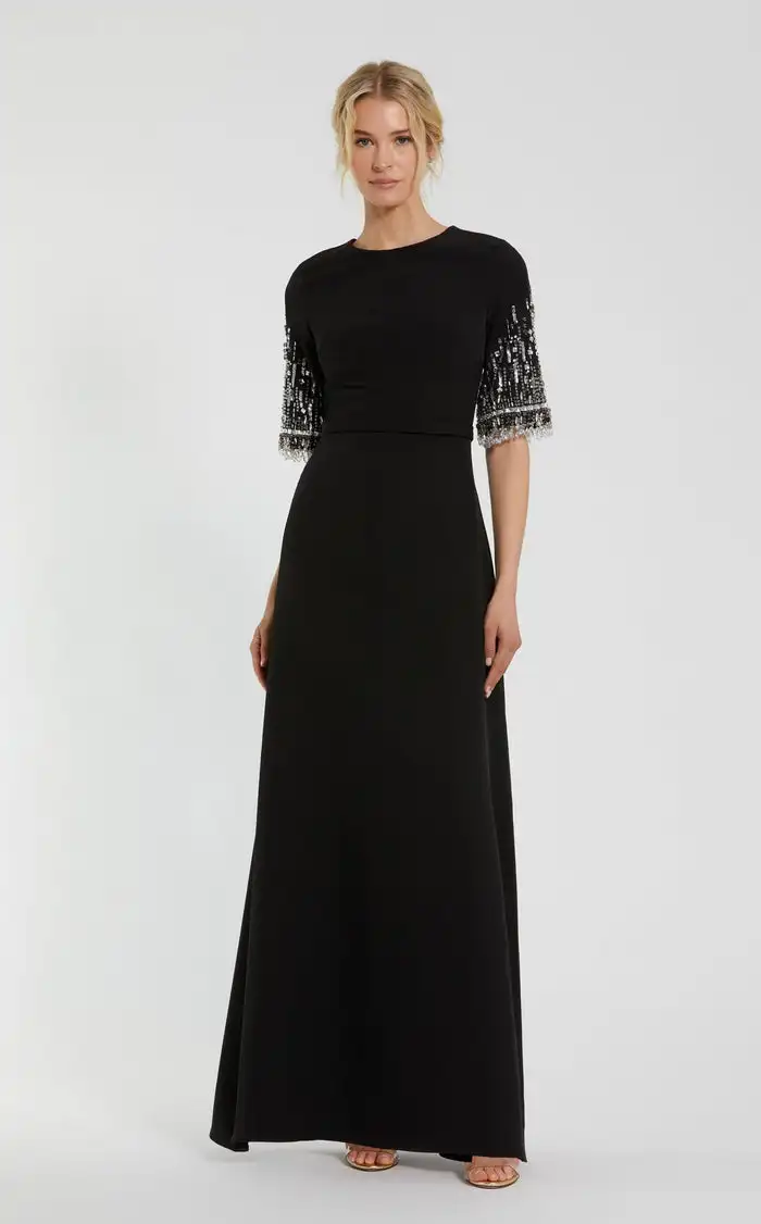 

Индивидуальные ретро-модные джерси с блестками и бисером, длинные платья трапециевидной формы с высоким воротником, платья на заказ, изысканные классические платья