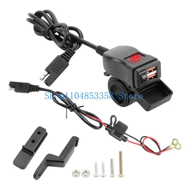 652F Digital Electric Display & Double Quick Ports Waterproof for Motorcycle Use