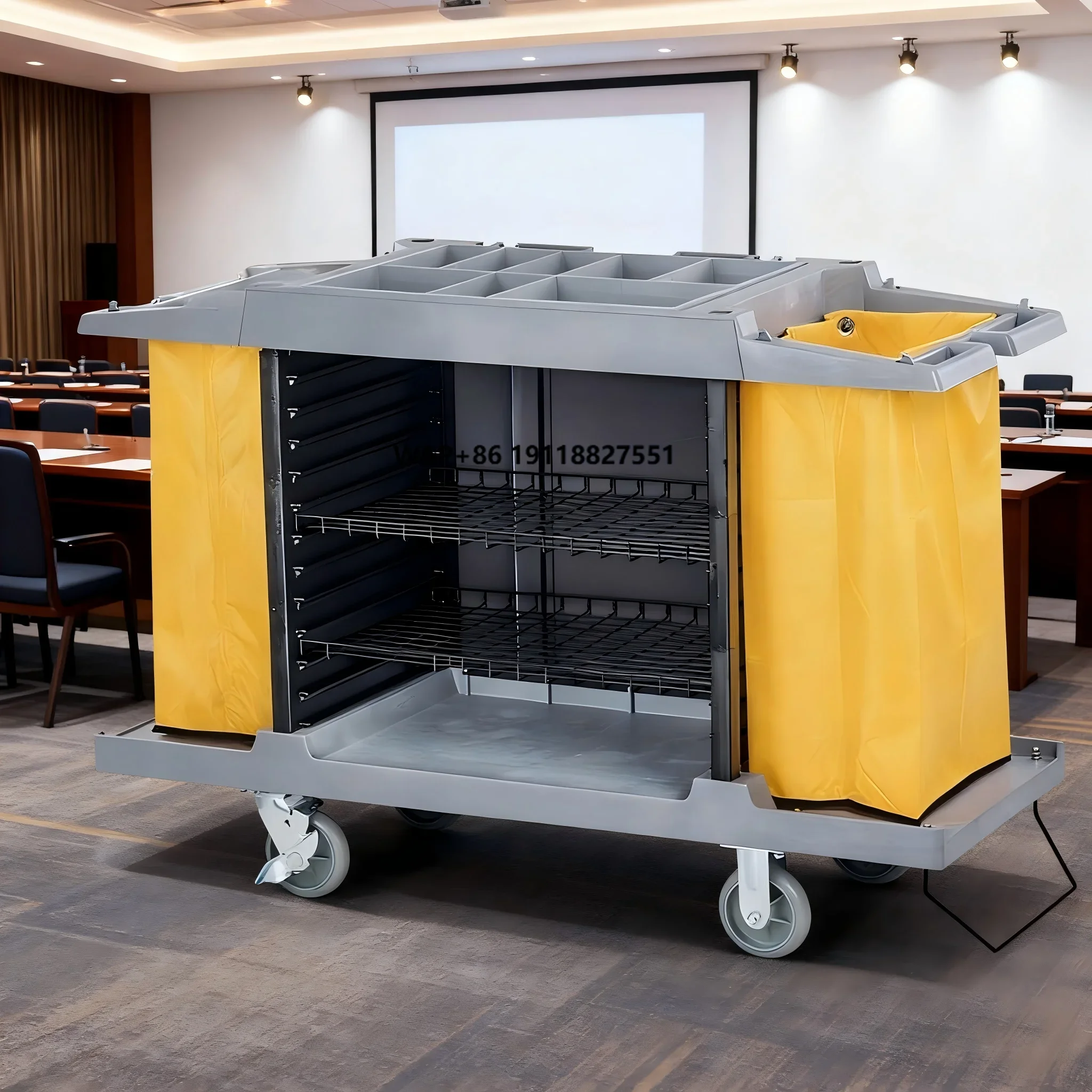 

Лучшая цена! Тележка для уборки отелей, коммерческая уборочная тележка, пластиковая тележка для уборки