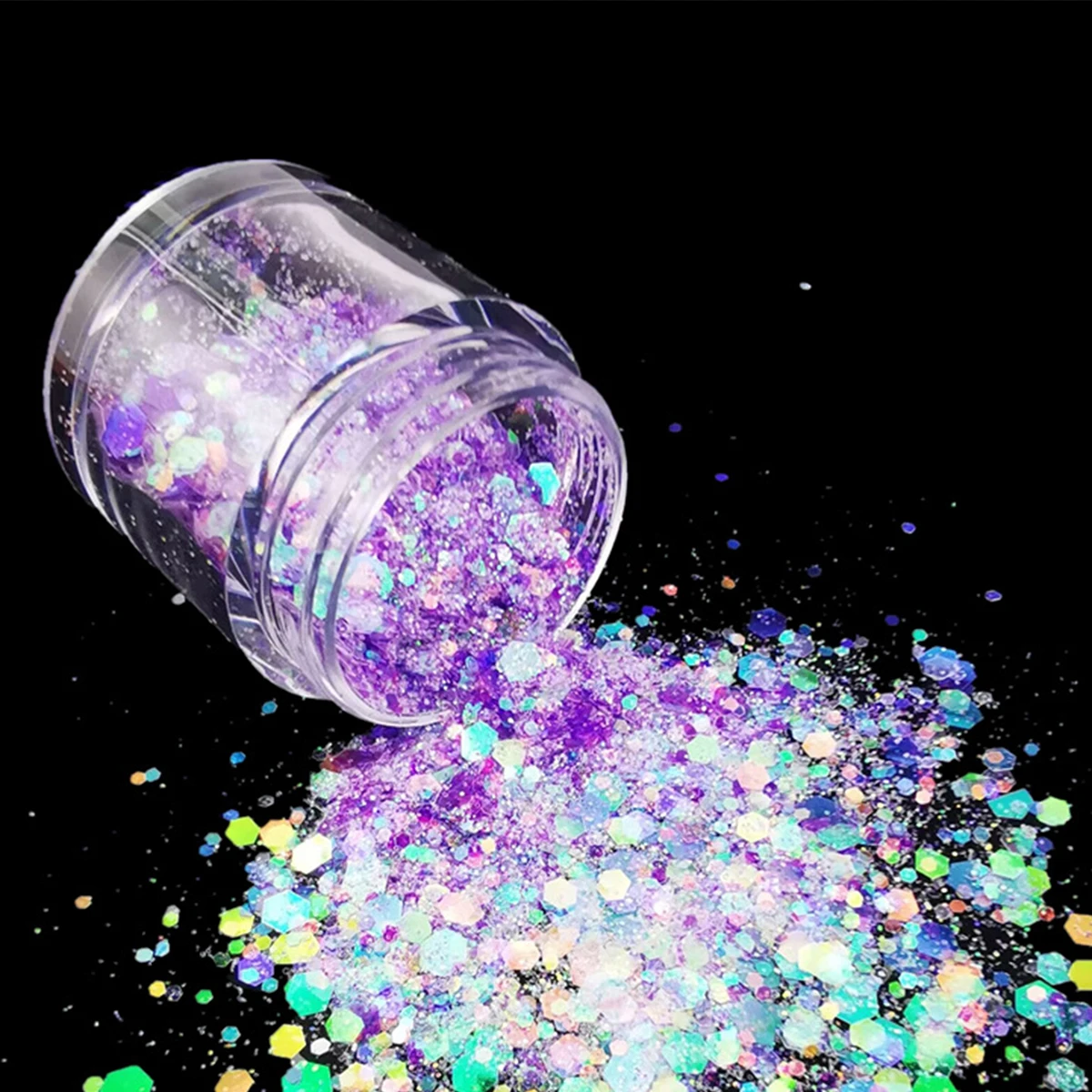 Lentejuelas láser ultrafinas, material de polvo de flash, caja de tesoro, gradiente de flash de color, decoración de flash de uñas mezcladas, 1 caja