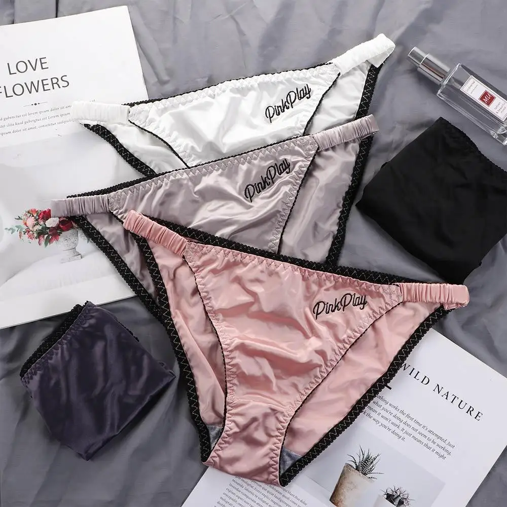 

Girl Sexy Embroidery Low Waist Smooth Thong Sport Panties Underwear Panty Briefs