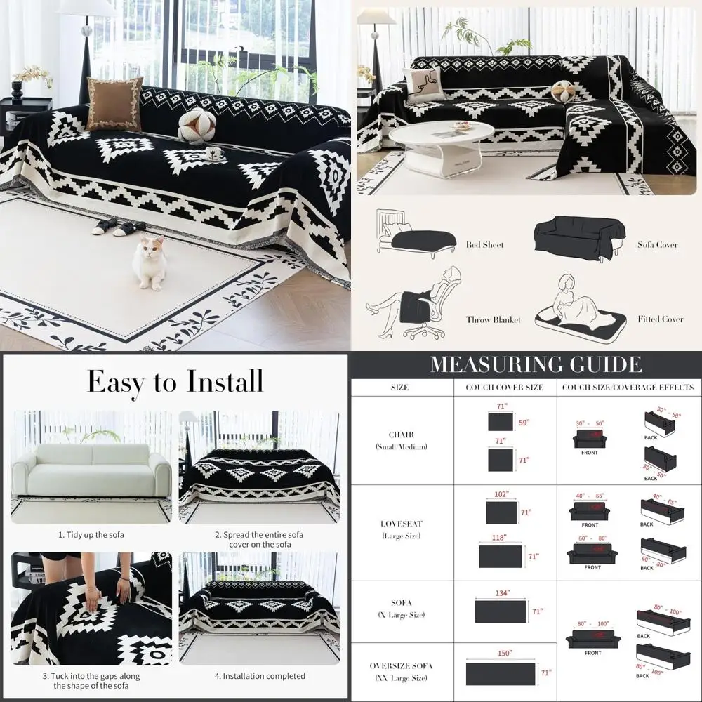 

Моющийся чехол для дивана из синели для собак, одеяло для дивана в богемном стиле, чехлы для диванов и диванов, приятный для домашних животных чехол для дивана из синели