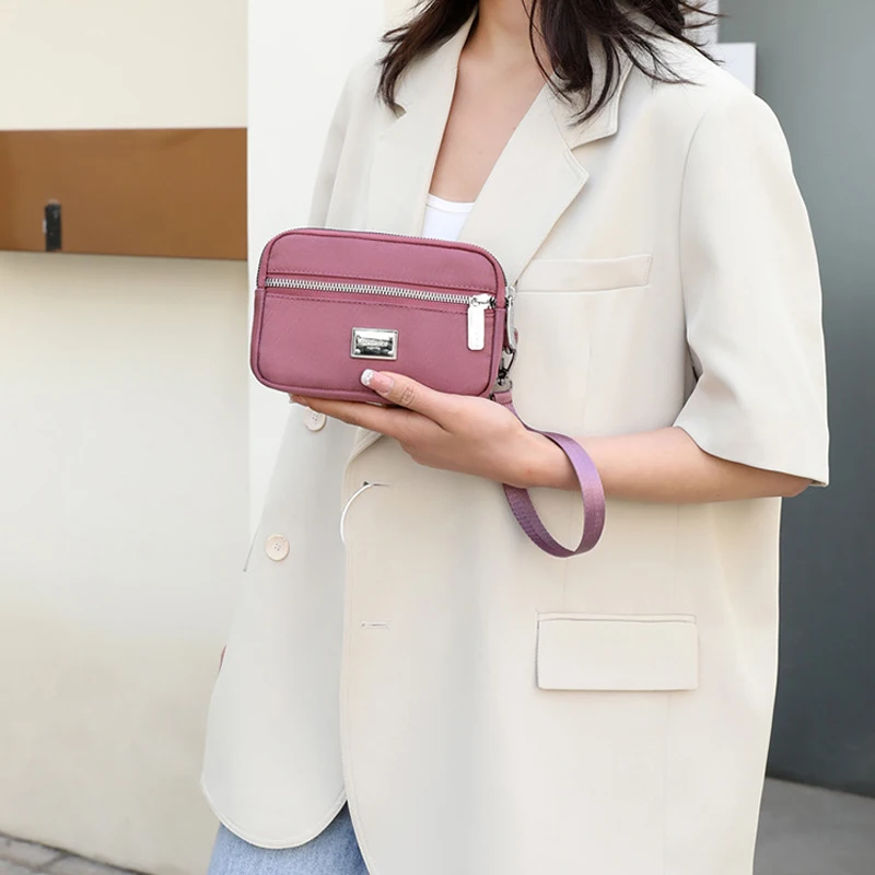 Women Handbags 2023 New Simple Small Nylon Bags Fashion Multi-layer Zipper Clutches Phone Coin Wallets Bolso Mujer сумка