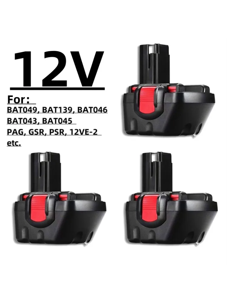 Pour BOSCH 12V batterie d'outil électrique pour BAT043 BAT045 BAT120 GSR 12 VE-2 2607335709 2607335557 batterie NiMH 12800mAh