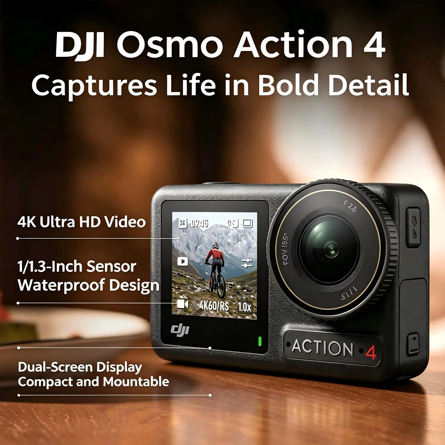 Open Box-DJI Osmo Action 4 Standard Combo Waterproof Action Camera 1/1.3" Sensor 4K/120fps