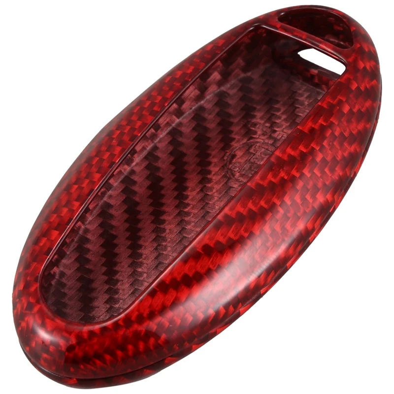 Premium Real Carbon Fiber Red Key Fob Smart Key Case Cover adatta per Nissan GTR 370Z Murano, adatta per Infiniti Q50 Q60 Q70