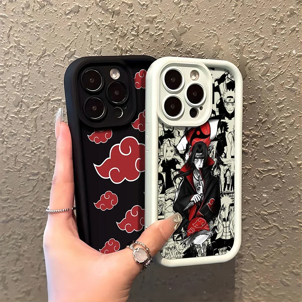 Чехол для телефона Anime Akatsukis Itachis для iPhone 16, 15, 14, 13, 12, 11 Pro Max Mini XR XS X 7 8 Plus, мягкая задняя крышка из ТПУ с ремешком на руку