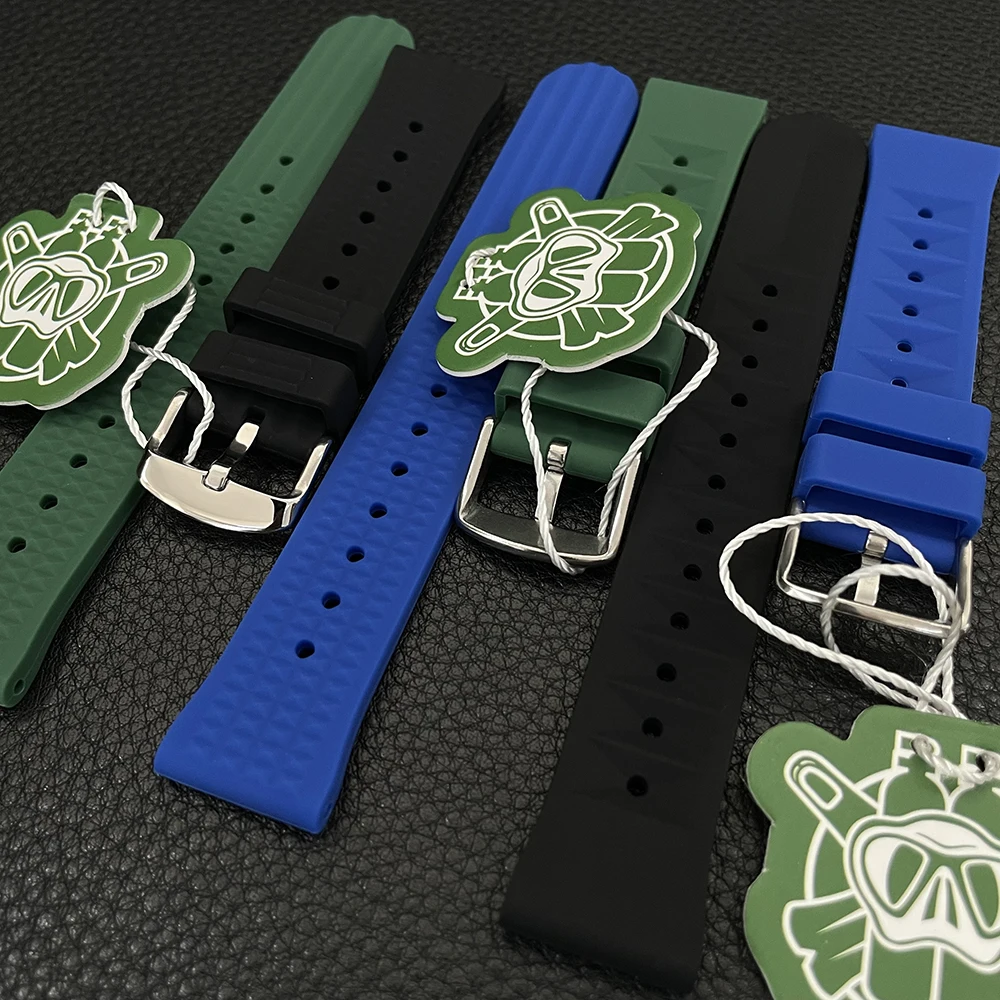 STEELDIVE Silicone Strap Waffle Strap Black/Green/Blue 20MM/22MM Width Classic Strap