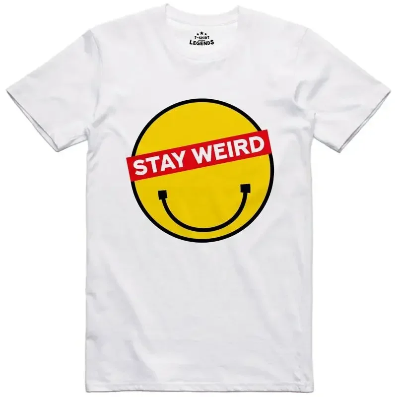 Divertido Camisetas para Hombre Emoticono Stay Weird Novedad Regalo 100% Algodón T shirt
