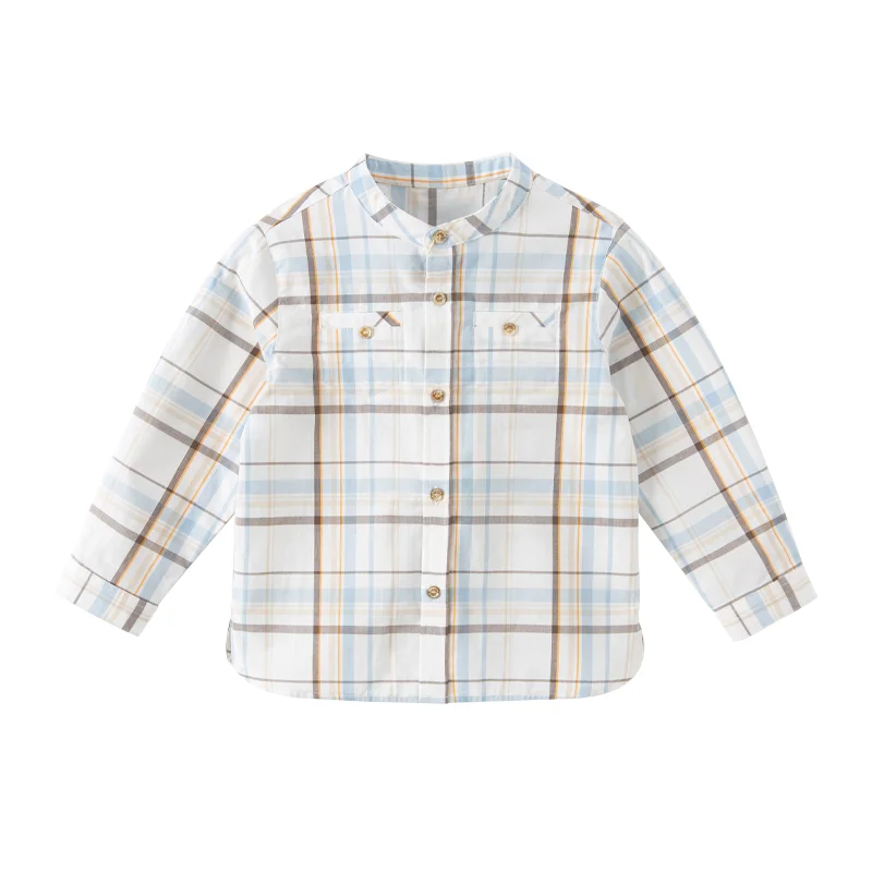 

Dave Bella Spring Autumn Baby Boys Shirt Long Sleeve 100% cotton Plaid Shirt Boys Thin Lapel Kid Children Tops Shirt DB1233975