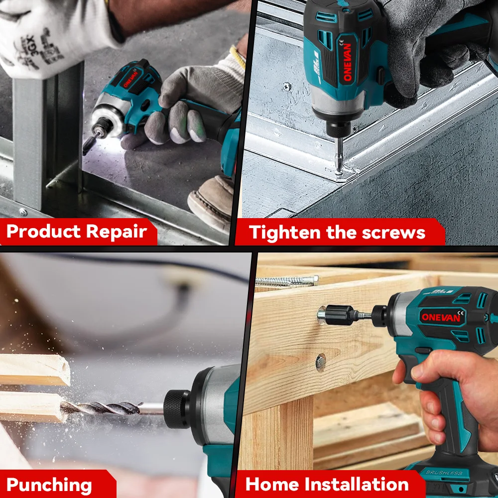 ONEVAN 5-Speed 600N.m Brushless Electric Screwdriver Rechargeable Cordless Electric Drill Screwdriver For Makita 18V Battery Pin