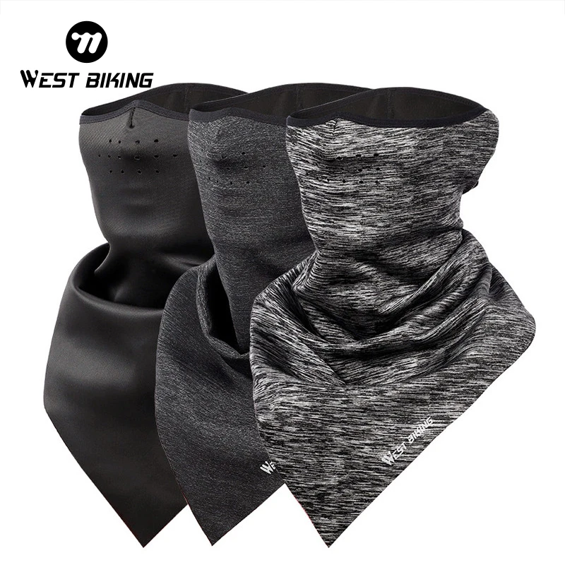 WEST BIKING Bicycle Face Mask Hood Neck Winter Thermal Hiking Scarf Breathable Bike Mask Fleece Warm Windproof Ski Cycling Mask