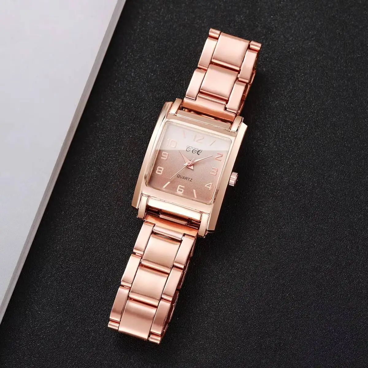 ساعات نسائية مربعة أنيقة كاجوال بمينا عربي كوارتز ساعة يد Reloj Mujer ساعة هدية للبنات (بدون صندوق)