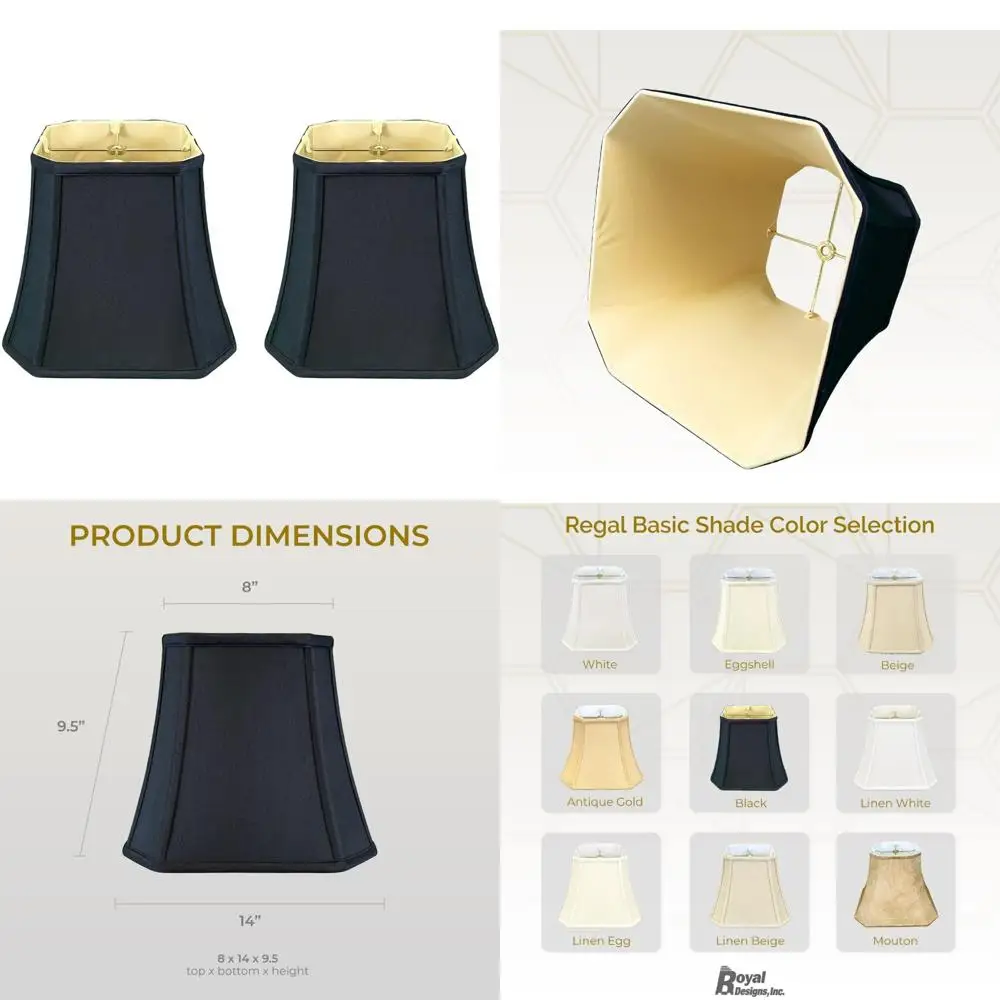 

Базовые абажуры с квадратным угловым колокольчиком черного и золотого цвета, 8x14x11,25, 2 шт., набор из двух штук для домашнего освещения