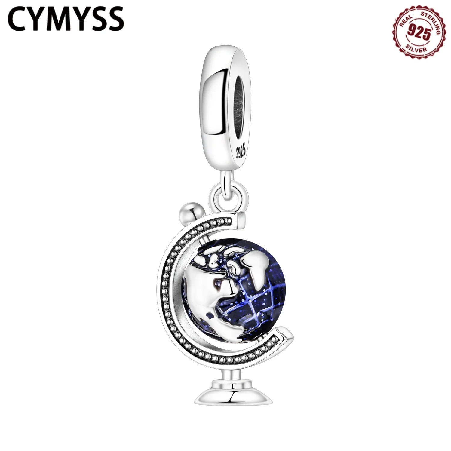 

CYMYSS 2025 New S925 Sterling Silver Globe Pendant Fine Jewellery Birthday Party Travel Holiday DIY Gift Ladies Pendant
