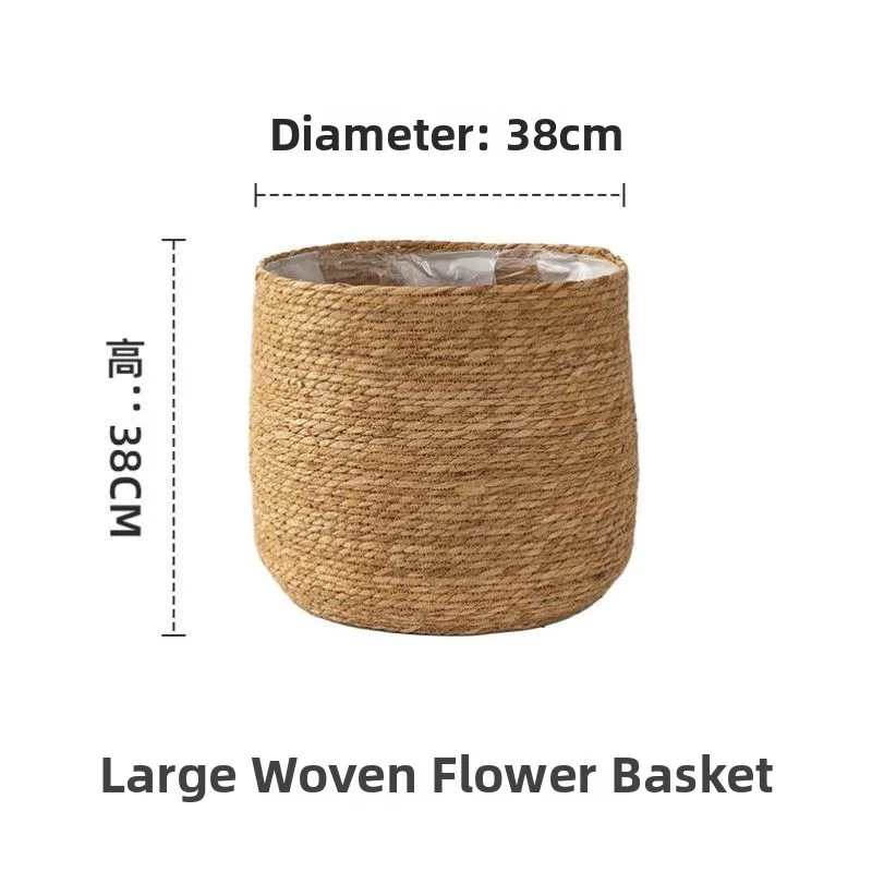 أواني النباتات المنسوجة الشمال Sle الطابق الدائمة سلة كبيرة ديكور المنزل الحمار المنسوجة أواني الزهور النباتية الأواني الراقية #1