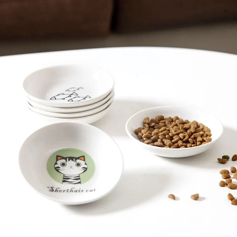 Mini Cute Cat Bowl Small Home Saucer Plate Ceramics Cartoon Seasoning Dipping Dish Creative Cartoon Cat Snack Soy Vinegar Dishes