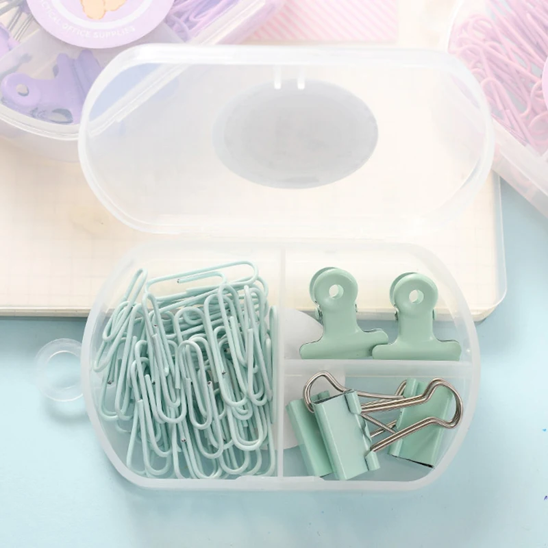 Color Paper Clips Effective Office Stationery Clip Bookmark Metal Office School Accessories pink kawaii