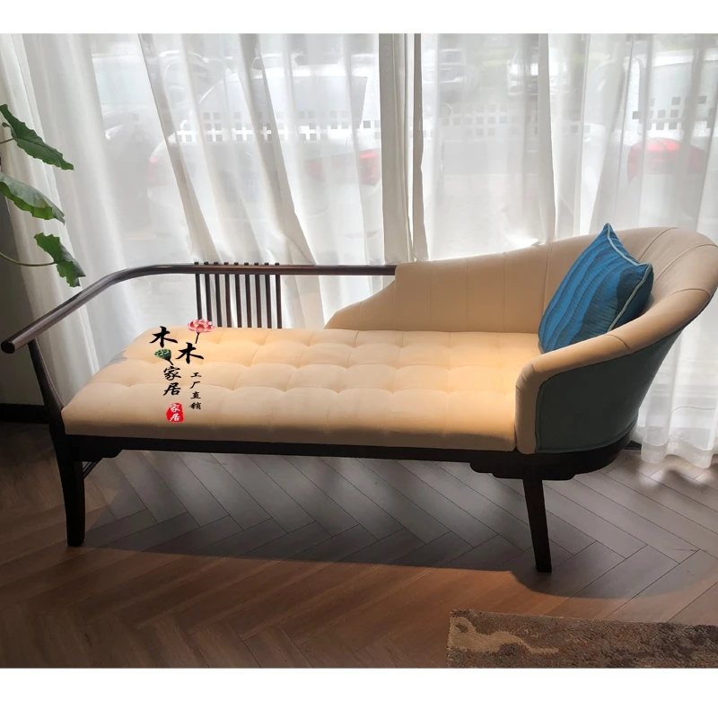 Chinese Style Solid Wood Chaise Longue Bench Modern Minimalist Bedroom Bed End Stool Living Room Sofa Stool Furniture