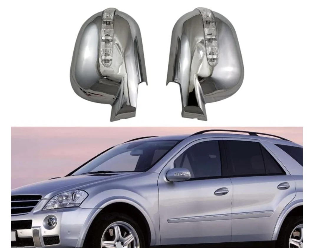 Chrome Mirror Cap With Dynamic LED Blinker For Mercedes ML320 ML430 W163 1997-2000 Pre-Facelift Left Right Pair