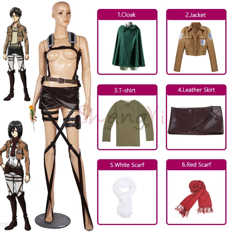 Anime Attack on Titan Season 4 Shingeki no Kyojin Cosplay Costumes Hange Zoe Mikasa Levi Ackerman Jacket Corps Skirt Cloak Suits