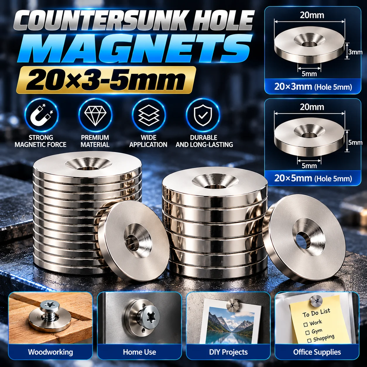 10/20/30pcs 20x3-5mm 20x3mm Ring Magnets with 5mm Center Hole for OEM Industrial Use - Bulk Packaged