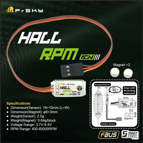Capteur de télémétrie avancé FrSky Hall Sensor pour avion RC