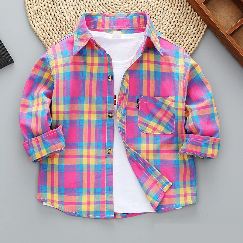 Toddler Boys Shirts Long Sleeve Plaid Shirt For Kids Spring Autumn Children Clothes Casual Cotton Shirts Tops drop shipping