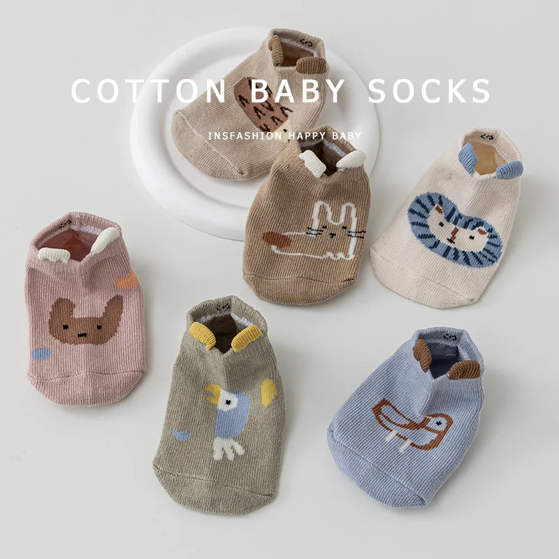 0-1Year Baby Boat Socks Cute Cartoon Anti Slip Floor Sock Boy Girl Infants Cotton Socks Newborn Walking Socks Soft Kids Footwear