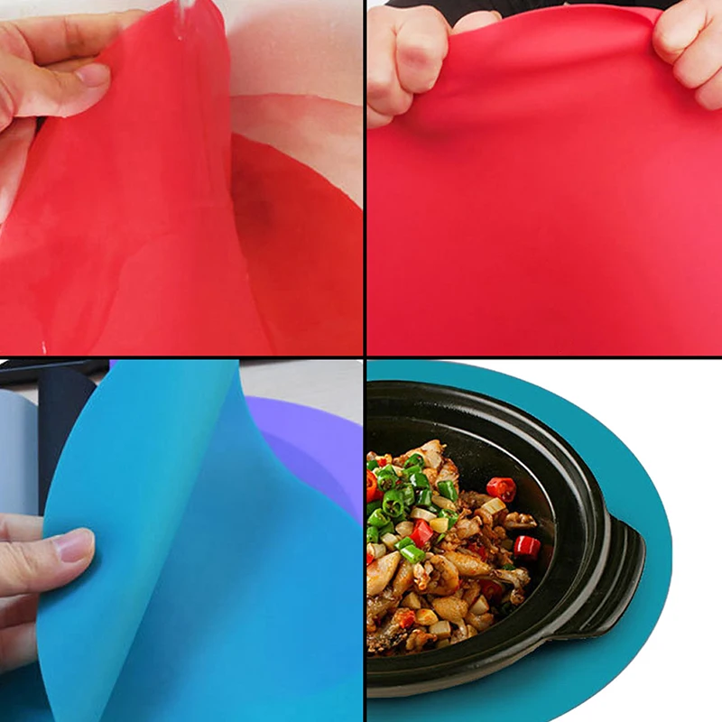 30cm Non-Stick Round Microwave Mat Fryer Pad Resistant Silicone Baking Pad Induction Cooker Mat Table Mate Pastry Tray