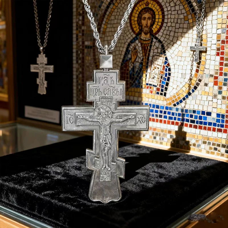 Neues 2026 Klassisches Orthodoxes Kreuz-Anhänger, vergoldet mit graviertem Kruzifix, christliche Andachtskette für den Gottesdienst und den Alltag – Detail 12