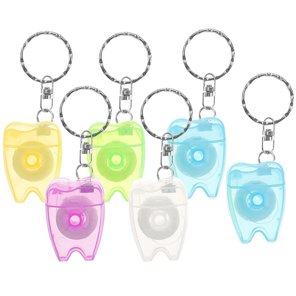 

6Pcs Travel Dental Floss Keychain Floss Picks Portable Teeth Cleaning Tools Oral Hygiene Must-Have Picks Teeth Cleaning Tools