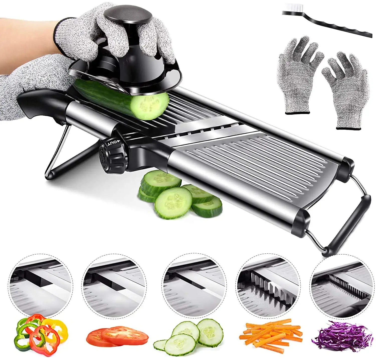 Kitchen Slicer Adjustable Stainless Steel Food Fruit Vegetable Tools Potato Onion Slicer French Fry Cutter, Slicer Julienne