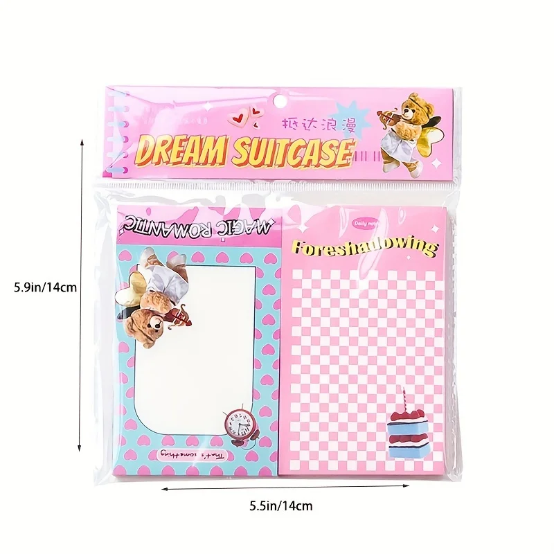 MOHAMM 160 Sheets Student Message Notes Cartoon Notebooks Portable Retro Tearable Message Notes