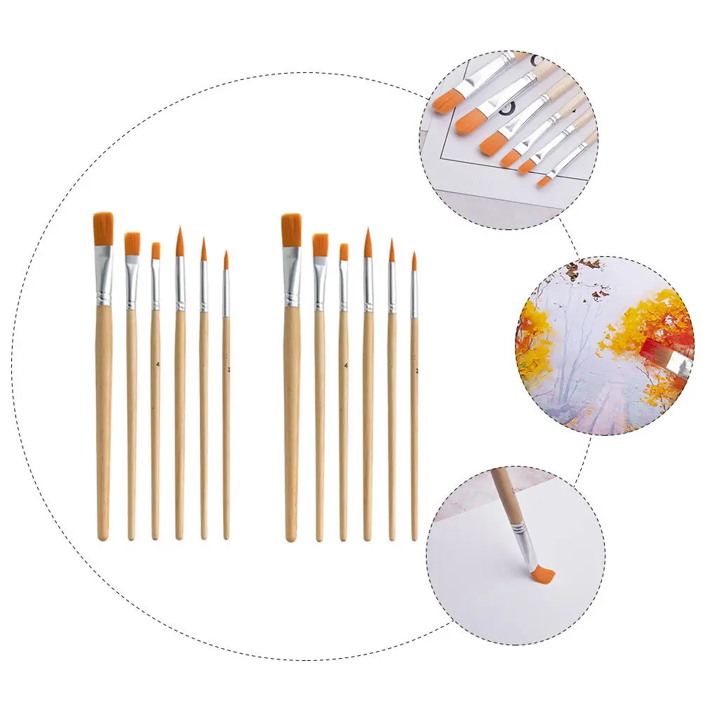 

12Pcs Professional Watercolor Brush Set for Kids Beginners Artists Ergonomic Handle Easy Grip DIY Painting Oil Paint