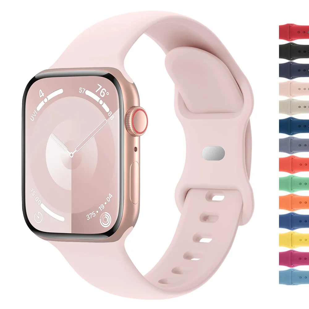 Band For Apple Watch strap 44mm 45mm 40mm 41mm 42-38mm 45 mm Silicone sport bracelet iwatch series 8 7 6 5 4 3 SE 9 Ultra 2 49mm