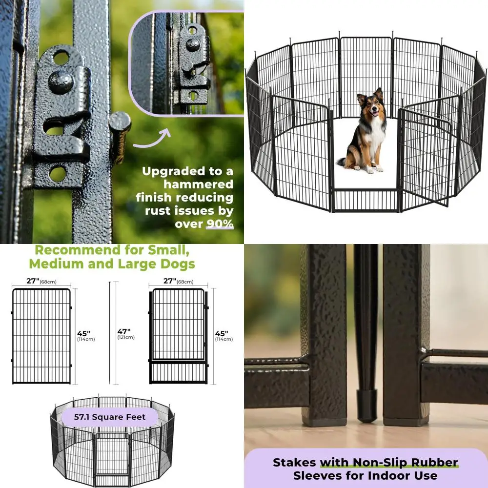 

Прочный 45 12-панельный уличный манеж для больших собак, безопасный игровой забор в помещении и на открытом воздухе, черный