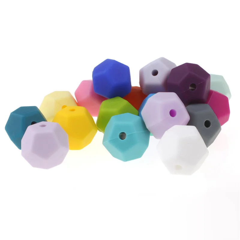 50PC Round Pentagon Silicone Teething Beads Food Grade Baby Chewing Silicon Teether Beads For Jewelry Making Dental Gift